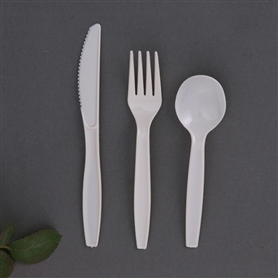 Intermedium weight white PS cutlery(fork 3.7g knife 3.7g tea